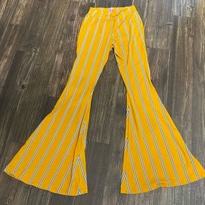 Yellow Bell Bottom Stretch Pants